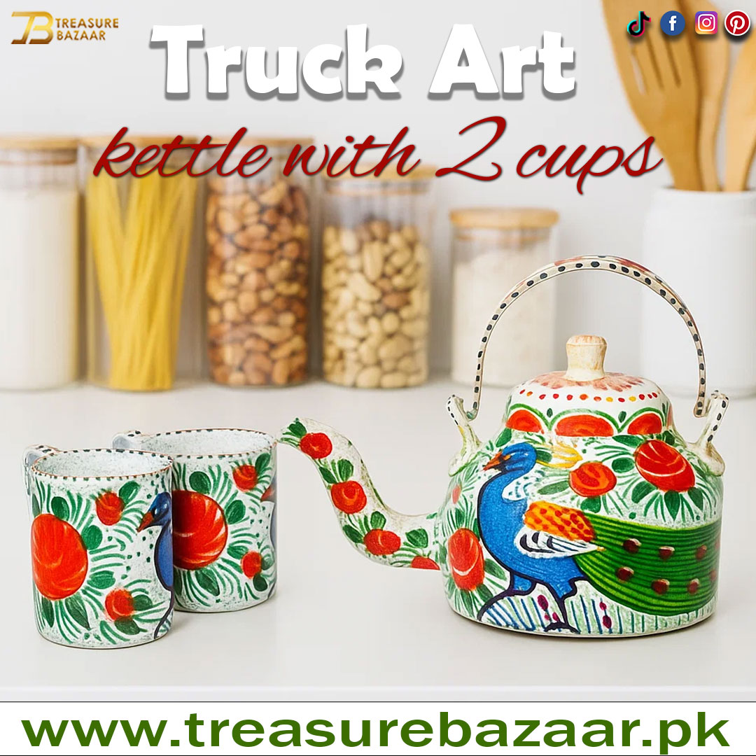 Truck Art Kettle With 2 cups