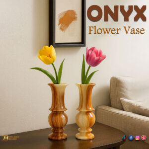 Onyx Flower Vase Pair for Home Décor Size 7.5×20 cm