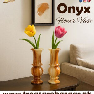 Onyx Flower Vase Pair for Home Décor Size 7.5×20 cm