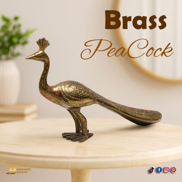 Handmade Brass Peacock (23cm)