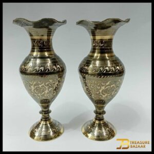 Handmade Brass Kashmiri Flower Vase Pair (15cm)