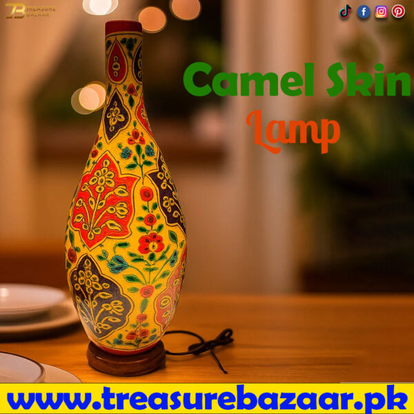 Camel Skin Surahi Shape Lamp Size 60 cm