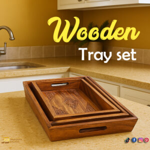 Wooden Tray Set 3pcs