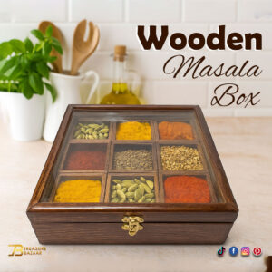 Wooden Masala Box Size:25×25 cm