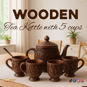 Wooden Tea Kettle with 5 cups