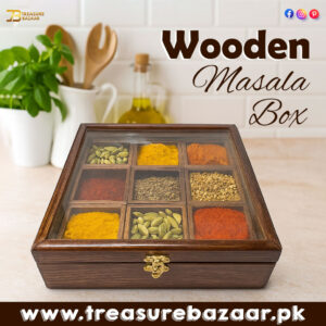 Wooden Masala Box Size:25×25 cm