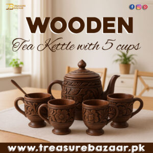 Wooden Tea Kettle with 5 cups