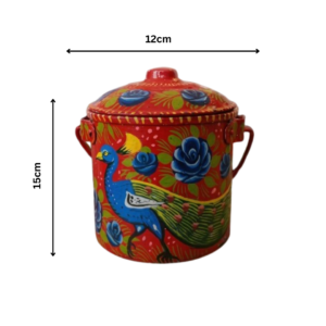 Handmade flowery bucket (L15cm x W12cm) , handicraft bucket , Best decor for office , Boho kitchen storage bucket , best gift for collegue , flora bucket for dining table
