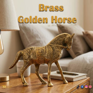 Brass Golden Horse (Size: 15 cm)