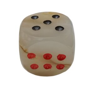 Onyx White Dice with Black and Red Dots