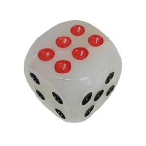 Onyx White Dice with Black and Red Dots