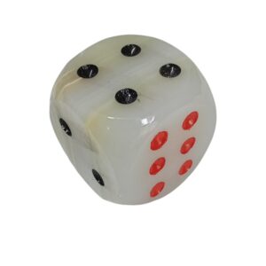 Onyx White Dice with Black and Red Dots