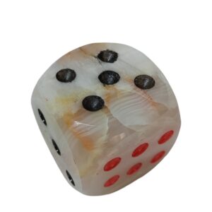 Onyx White Dice with Black and Red Dots