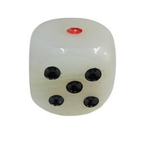 Onyx White Dice with Black and Red Dots