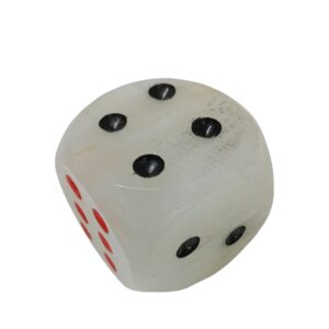 Onyx White Dice with Black and Red Dots