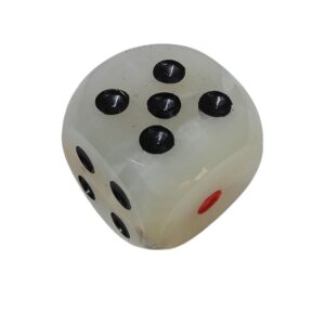 Onyx White Dice with Black and Red Dots