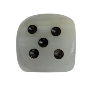 Onyx White Dice with Black and Red Dots