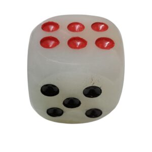 Onyx White Dice with Black and Red Dots