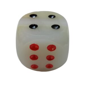 Onyx White Dice with Black and Red Dots