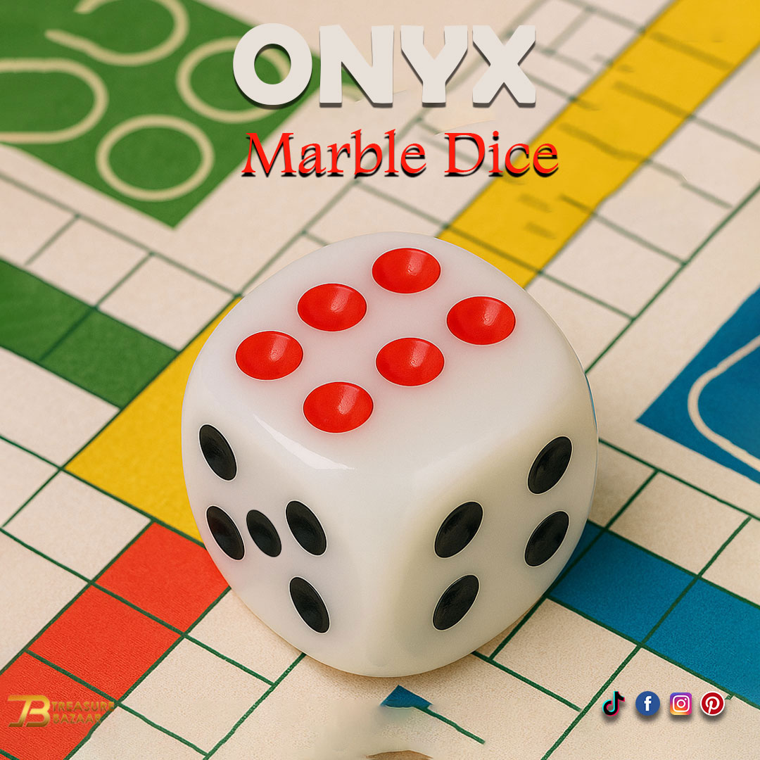 Onyx White Dice with Black and Red Dots