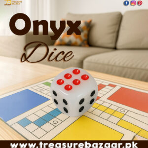Onyx White Dice with Black and Red Dots