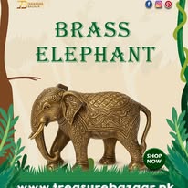 Elegant Handcrafted Brass Elephant Statue – Intricately Detailed Decor Piece (56-Cm)
