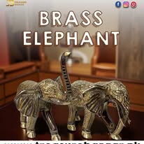 Elegant Handcrafted Brass Elephant Statue Set Of 2 – Intricately Detailed Decor Piece (56-Cm)