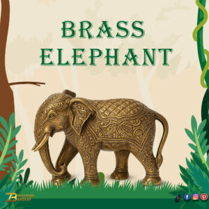 Elegant Handcrafted Brass Elephant Statue – Intricately Detailed Decor Piece (56-Cm)