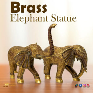 Elegant Handcrafted Brass Elephant Statue Set Of 2 – Intricately Detailed Decor Piece (56-Cm)