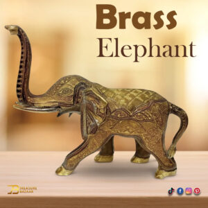 Elegant Handcrafted Brass Elephant Statue – Intricately Detailed Decor Piece (56-Cm)