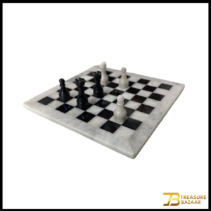 Handcrafted Onyx Marble Chess Board Game Set (Black Ziarat) Size: 12×12 inch