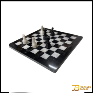 Handcrafted Onyx Marble Chess Board Game Set (Black Ziarat) Size: 12×12 inch
