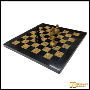 Handcrafted Onyx Marble Chess Board (Black Coral) Size: 12×12 inch