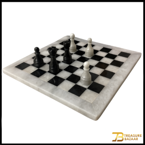 Handcrafted Onyx Marble Chess Board  (Black Ziarat) Size: 12×12 inch