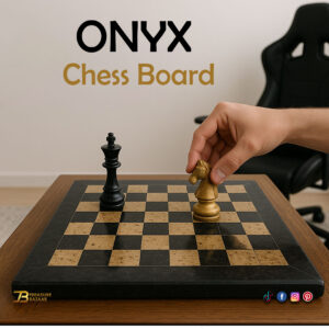 Handcrafted Onyx Marble Chess Board (Black Coral) Size: 12×12 inch