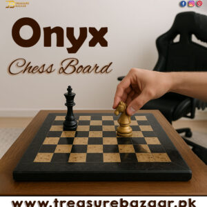 Handcrafted Onyx Marble Chess Board (Black Coral) Size: 12×12 inch