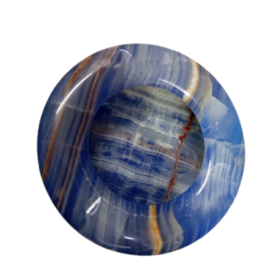 Handcrafted Blue Striped Onyx Ashtray Size 10 cm