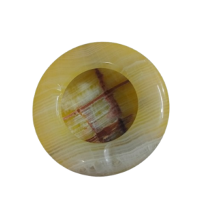 Handcrafted Yellow Striped Onyx Ashtray Size 10 cm