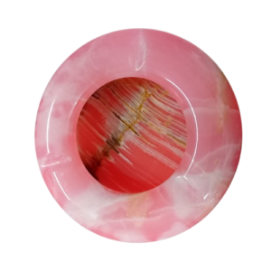 Handcrafted Pink Striped Onyx Ashtray Size 10 cm