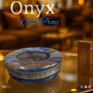 Handcrafted Blue Striped Onyx Ashtray Size 10 cm