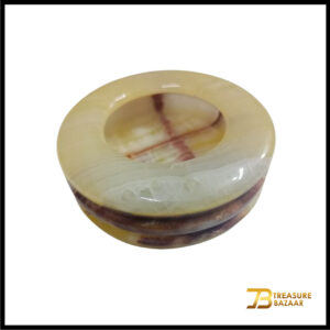 Handcrafted Yellow Striped Onyx Ashtray Size 10 cm