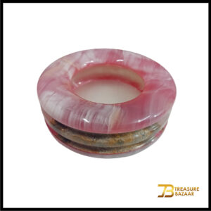 Handcrafted Pink Striped Onyx Ashtray Size 10 cm