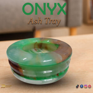Handcrafted Green Striped Onyx Ashtray Size 10 cm