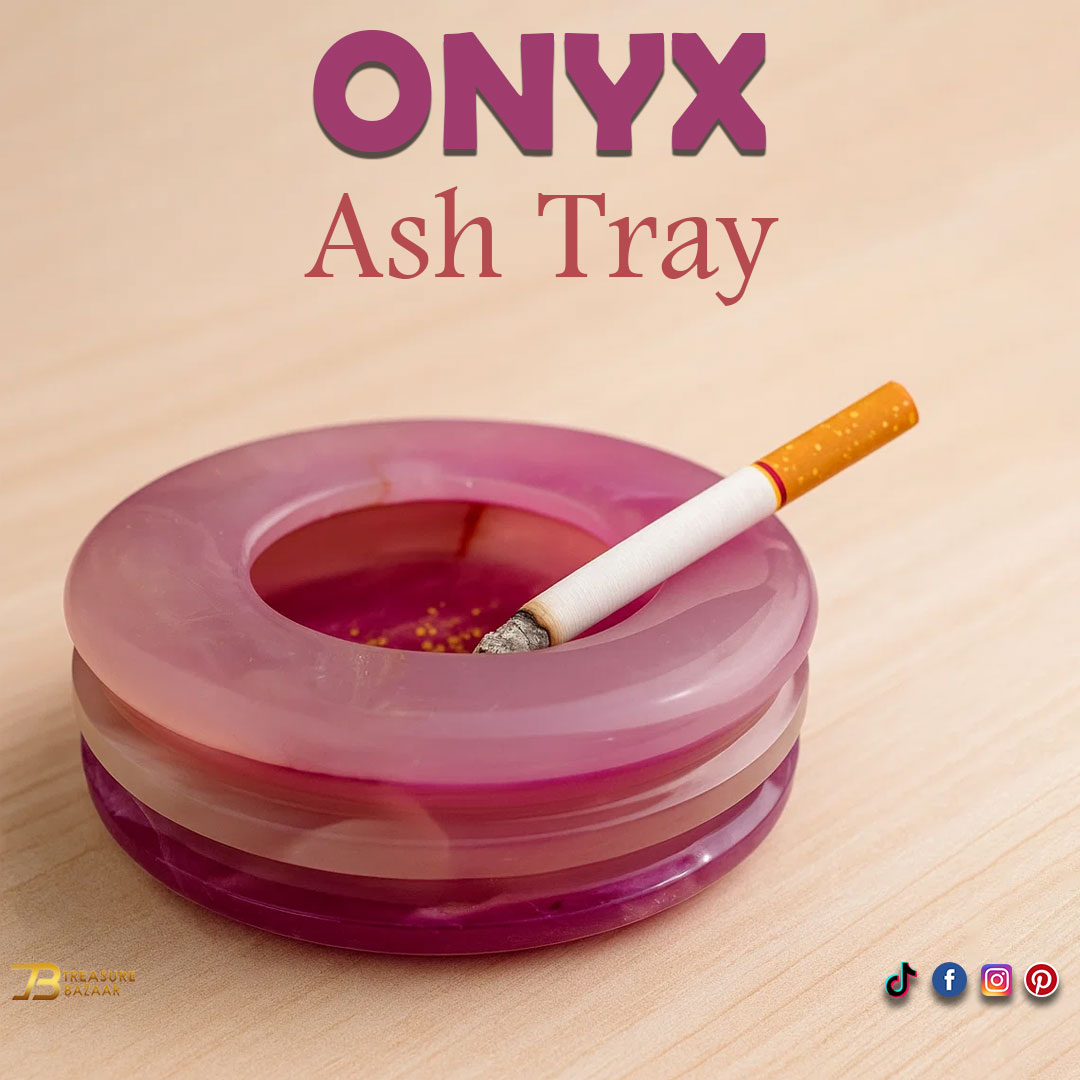 Handcrafted Purple Striped Onyx Ashtray Size 10 cm