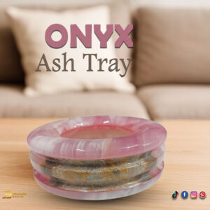 Handcrafted Pink Striped Onyx Ashtray Size 10 cm