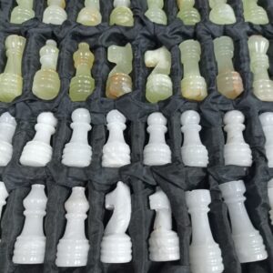 Handcrafted Onyx Marble Chess Board (Black Coral) Size: 12×12 inch