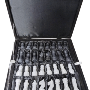 Handcrafted Onyx Marble Chess Board (Black Coral) Size: 12×12 inch