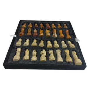Handcrafted Onyx Marble Chess Board (Black Coral) Size: 12×12 inch