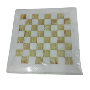 Handcrafted Onyx Marble Chess Board (Green & White) Size: 10×10 inch