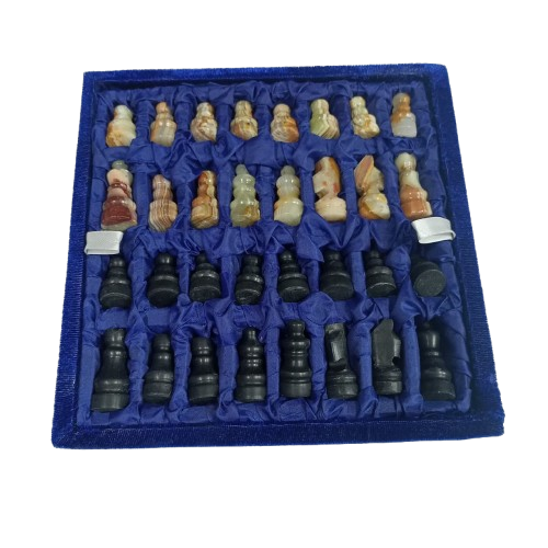 Handcrafted Onyx Marble Chess Board (Black & Marble) Size:8x8inch - Image 4